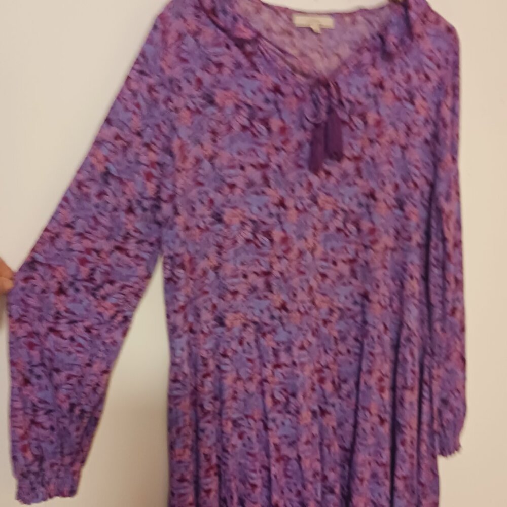 Chelsea & Violet Floral Purple Tiered Maxi Dress Size Medium, Boho, Cottagecore - Picture 6 of 16